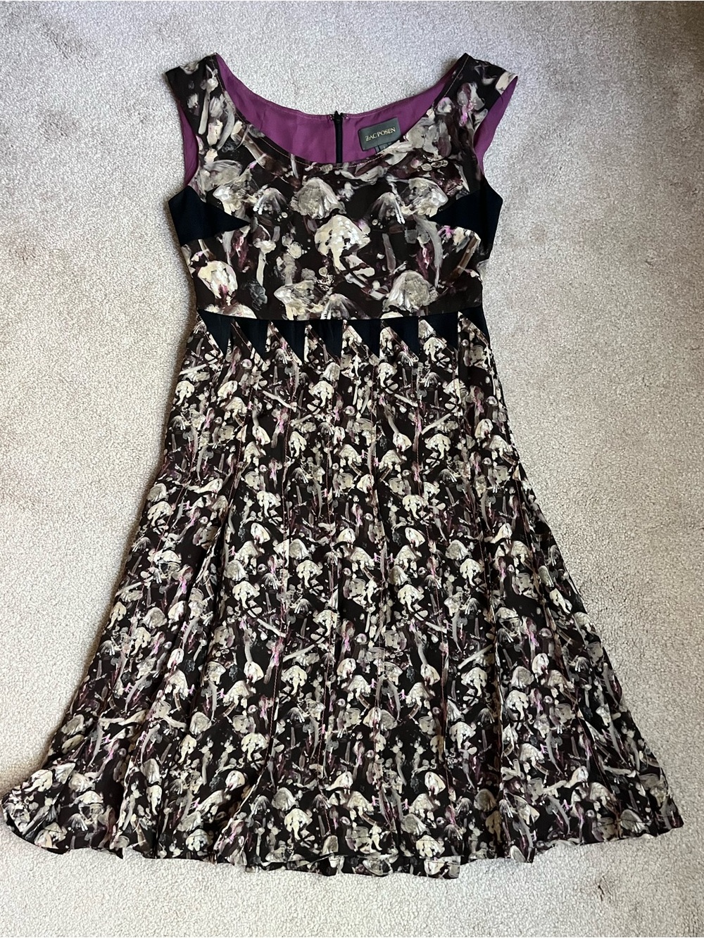 Zac Posen Silk mushroom print dress size 2